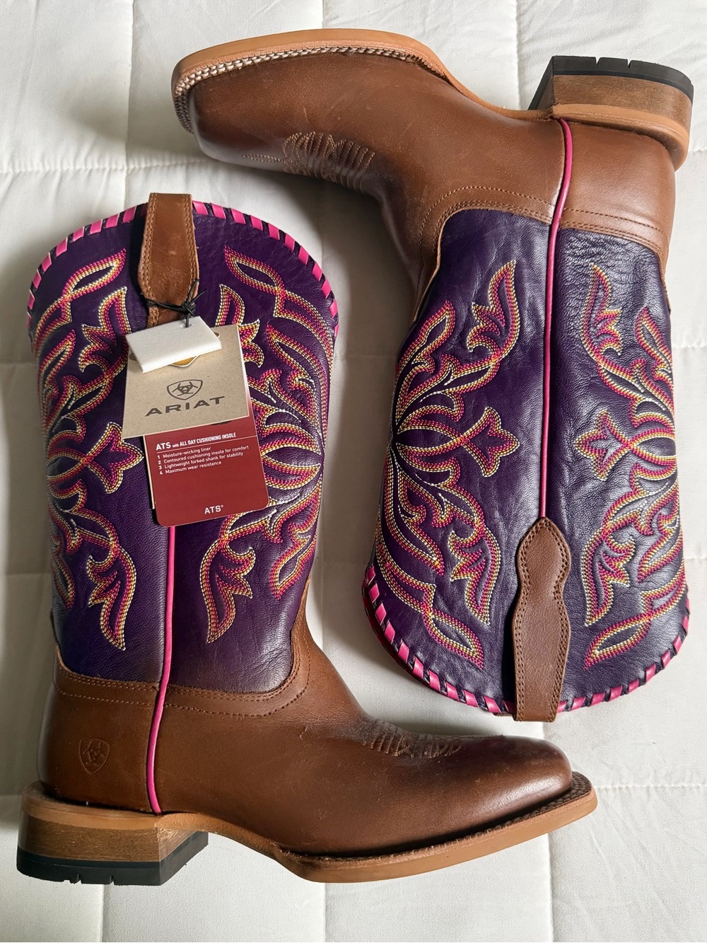 Ariat Women's Showdown Boot Brown & Purple Embroidered